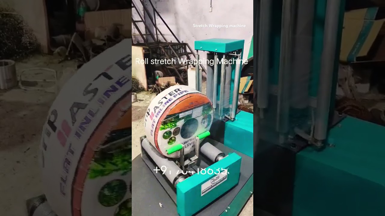 roll type product packaging with Automatic Roll stretch Wrapping machine #stretchwrappingmachine