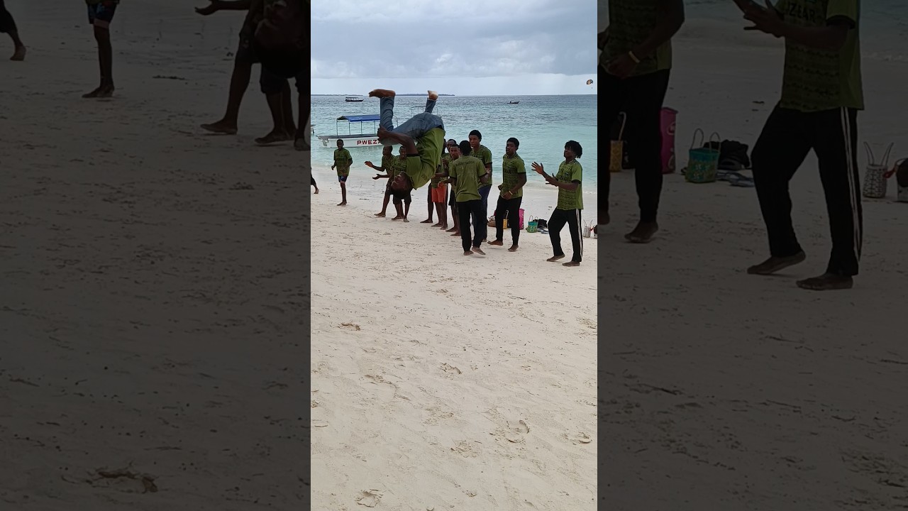 This is Nungwi beach Zanzibar. Party all the time. Acrobats @Trip2001 #zanzibar #africa #vlog
