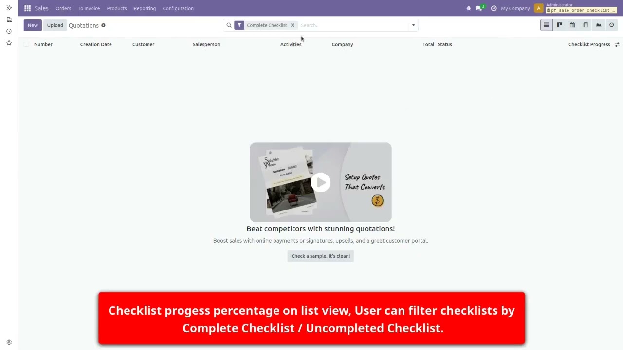 Sale Order and Quotation custom Checklist 1