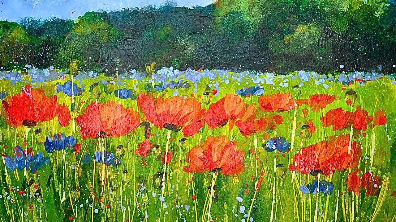 How To Paint Poppy Fields In Acrylics Step By Step Tutorial