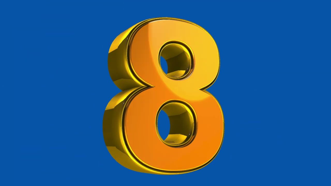 Gold 3d Number 8 Green Screen | no copyright 3d Numbers