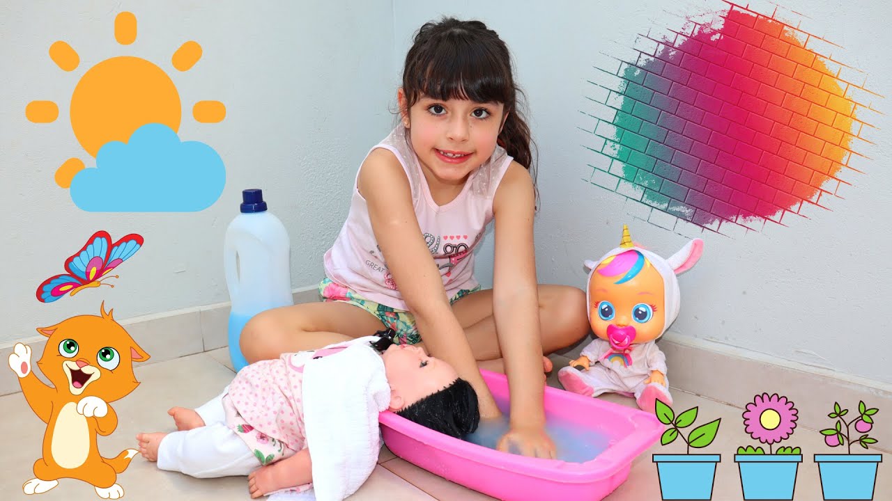 Como lavar desembaraçar e alisar o cabelo da boneca bebê reborn e baby alive brincando!