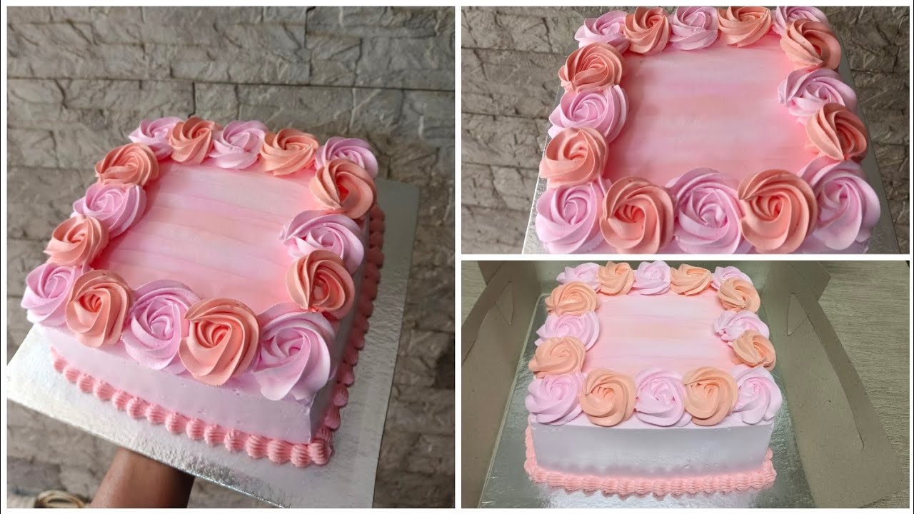 Red Velvet Cake With Pink And Peach Color Whipped Cream| How to Make Red Velvet Cake In kannada🩷🍑
