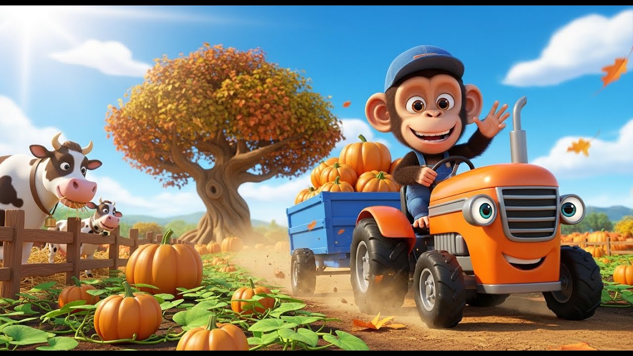 BiBi Monkey&rsquo;s Pumpkin Harvest Ride! 🐒🎃🚜 | Monkey Family