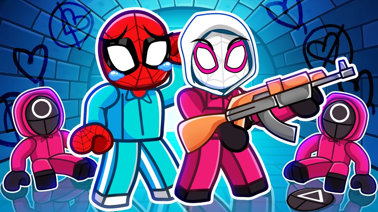 Crazy Spidey Girl PINK SOLDIER and Spiderman LOVE STORY In Squid Games!