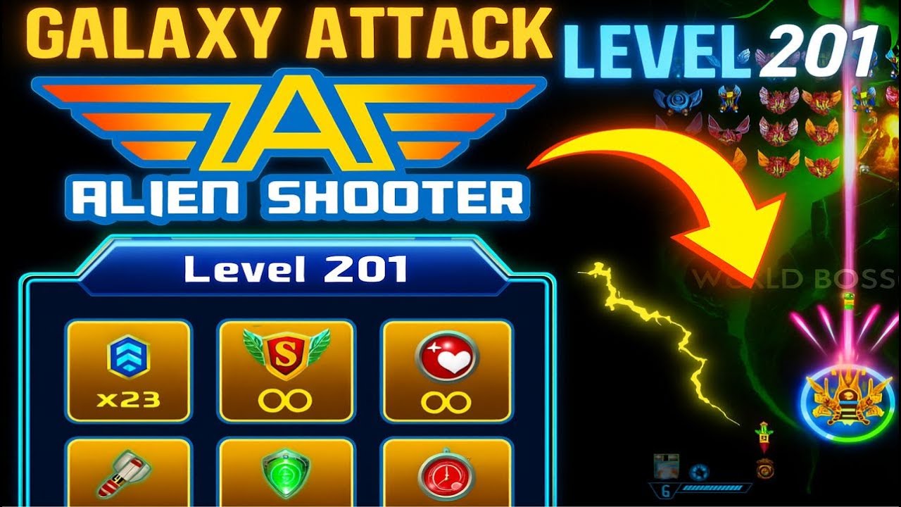 Galaxy Attack Alien Shooter NEW LEVEL 201 | Latest Update Levels | World Bosses