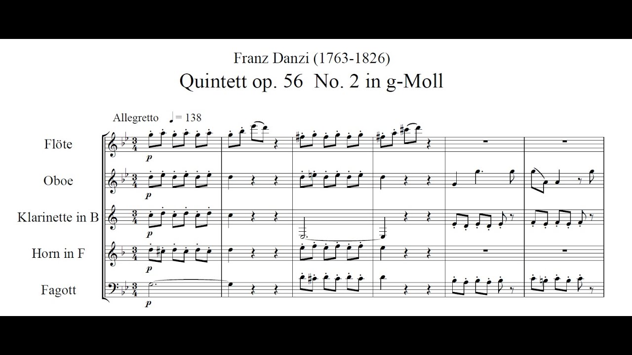 Franz Danzi - Wind Quintet, op. 56 no. 2 (with Score)