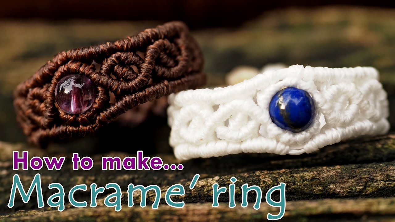Macrame ring tutorial,Macrame ring easy,Diy rings with thread,สอนถักแหวนเชือกเทียน