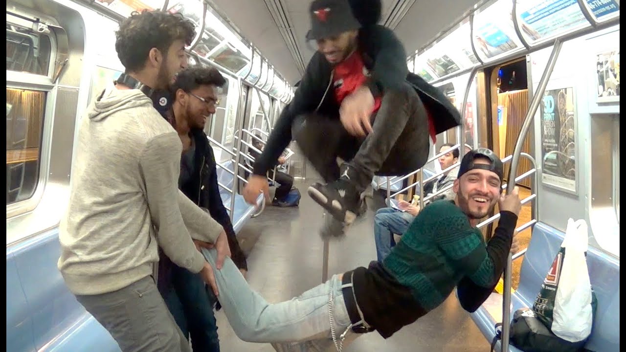 JUMPING OVER PEOPLE IN TRAIN!