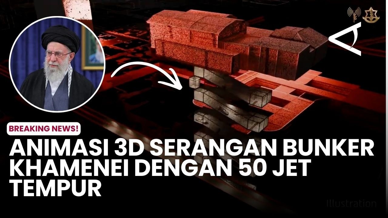 Animasi 3d Serangan Bunker Khamenei Dengan 50 Jet Tempur