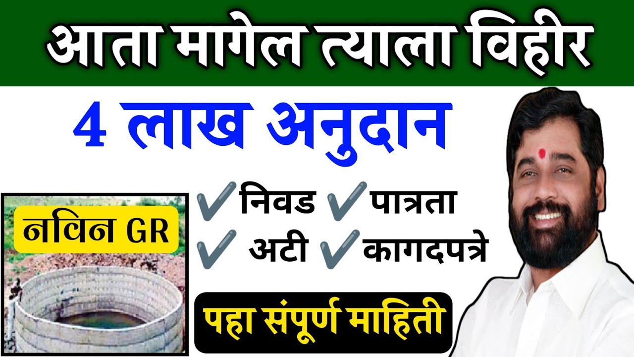 आता मागेल त्याला विहीर/ 4 लाख अनुदान/पहा संपूर्ण माहिती/नवीन शासन निर्णय/ Magel Tyala Vihir