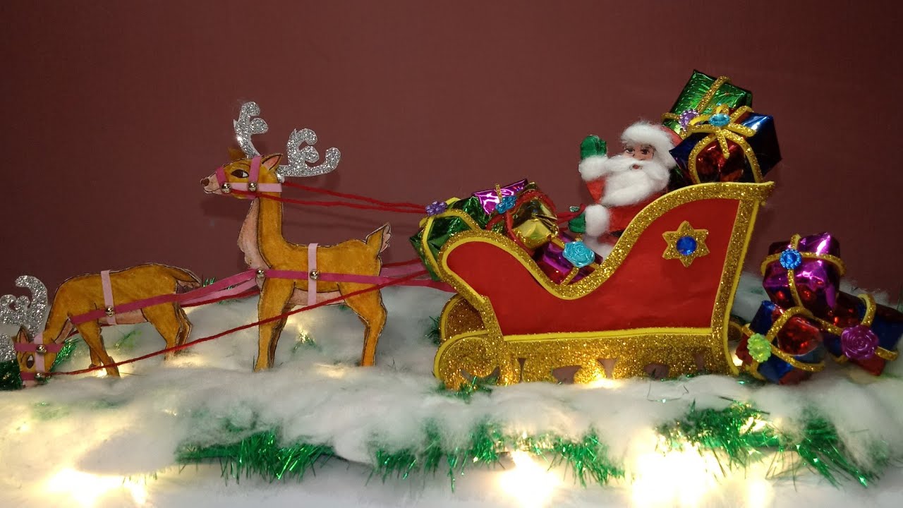 How To Make Santa's Sleigh And Reindeer From Paper | Christmas Decoration Ideas 2021 |CRAFTSWOMAN