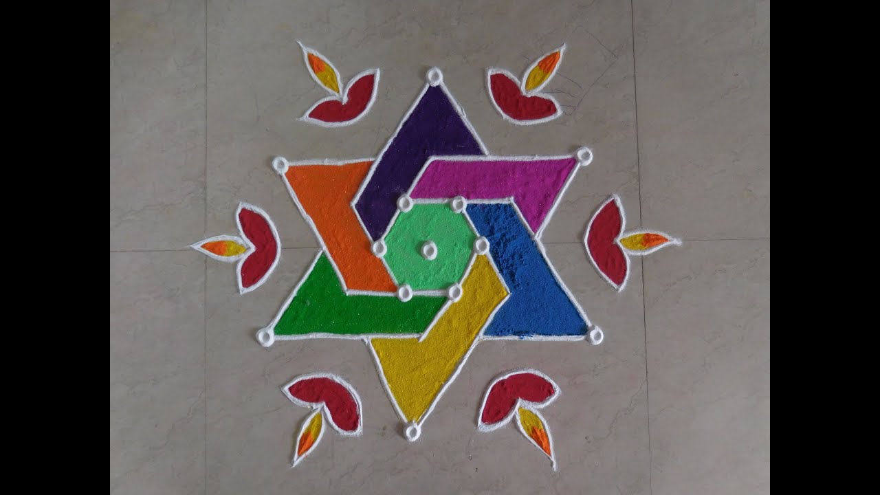 Dots Rangoli Design 9 X 5 || Easy Kolam Design With 9 X 5 Dots|| Diwali Special.