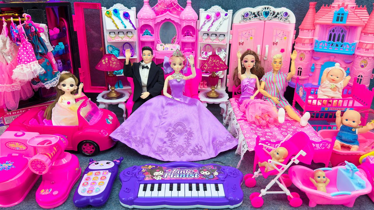 20 Minutes Satisfying Unboxing Barbie Princess Cozy Bedroom Dress Up Playset ASMR Review Toys
