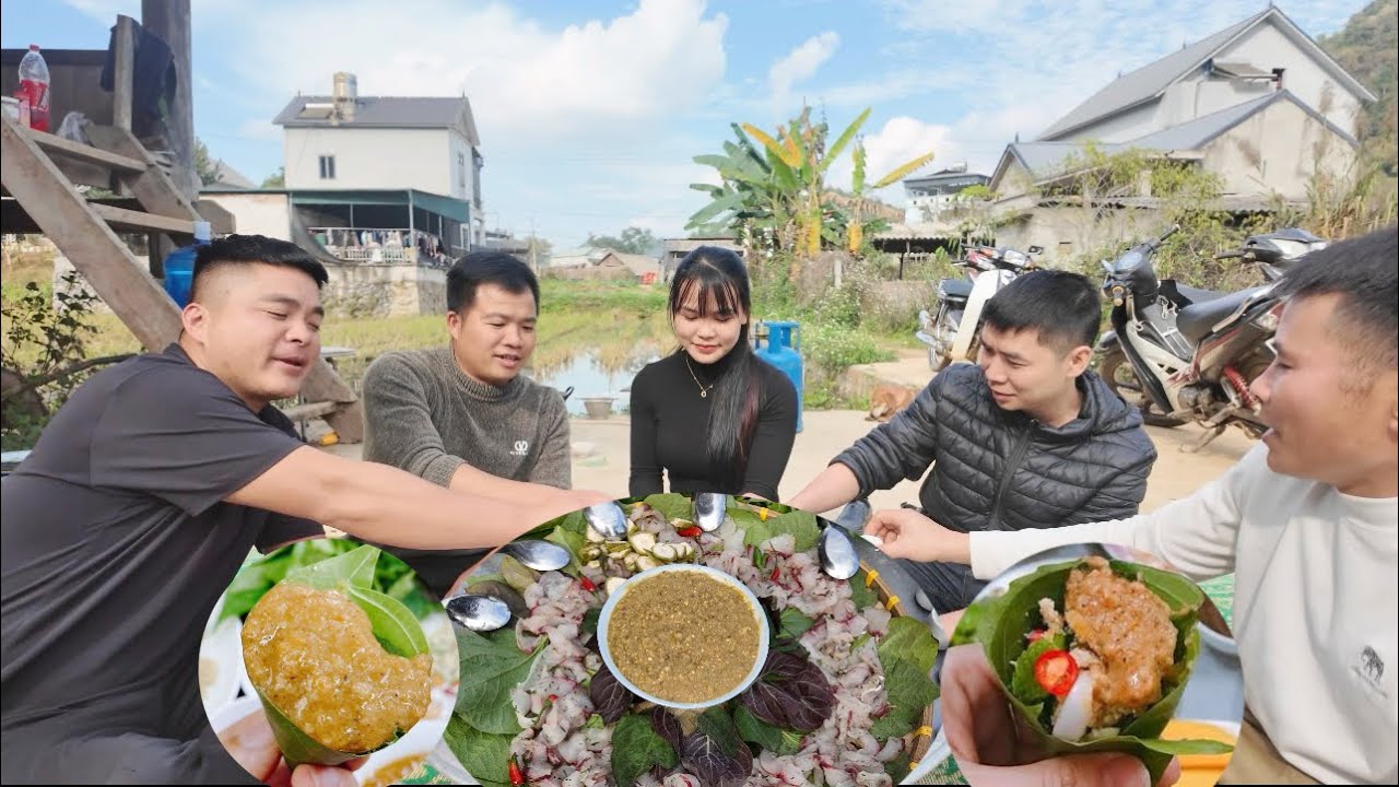 Tự tay làm mâm cá gỏi ăn cùng CHẺO  mời chú Vĩnh và team Nhịp Sống Tây Bắc thưởng thức . Hiền Vlogs