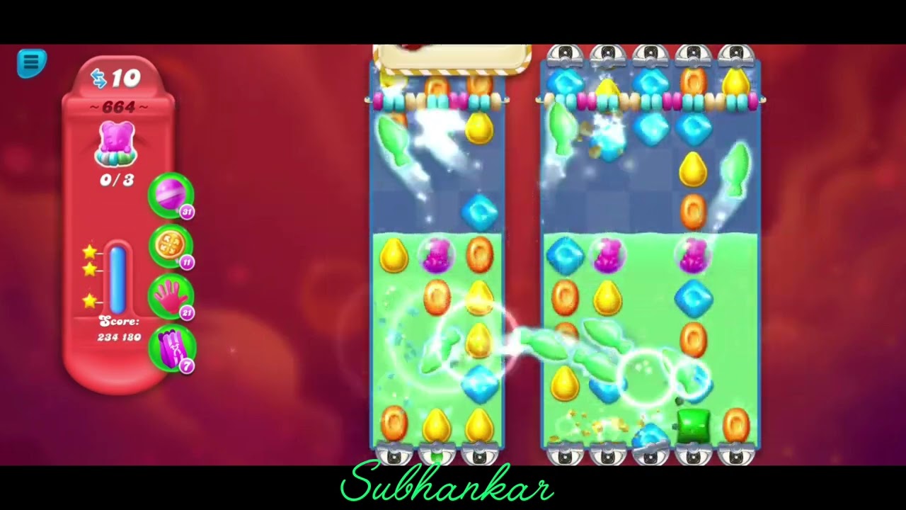 Candy Crush Soda Saga. Level 664.⭐⭐⭐ Star.Level 664 Help.@Subhankar0002.☠️☠️