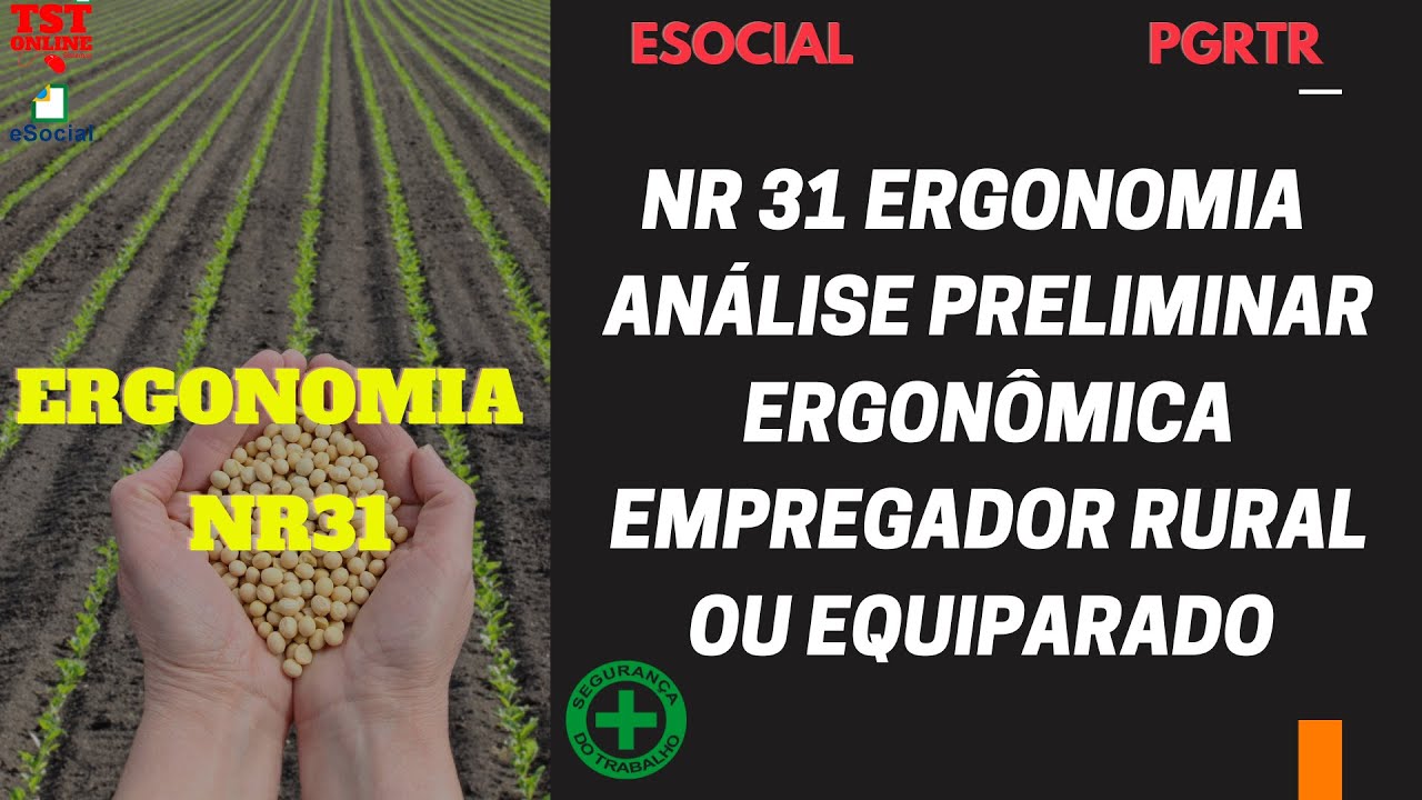 NR 31 Ergonomia Aula 1 Análise preliminar ergonômica  empregador rural ou equiparado
