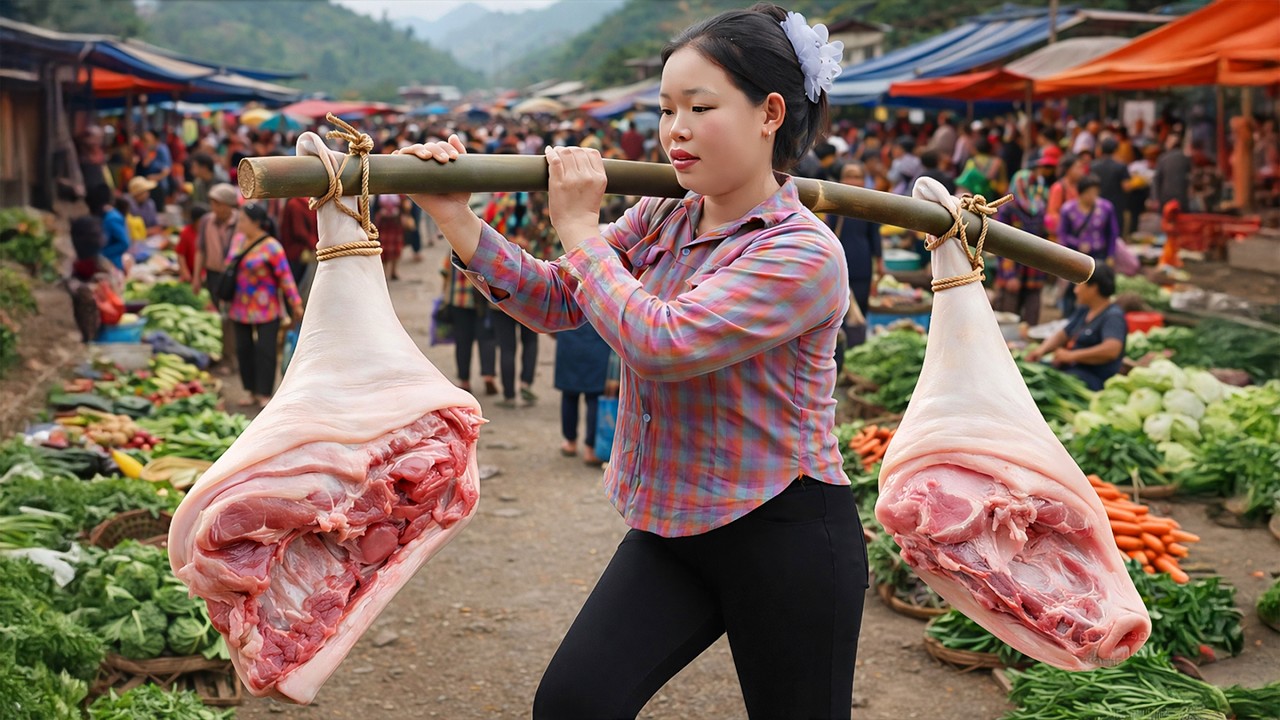 Marinating Black Pork and Packing Inside Bamboo Tubes to Sell | Traditional Cuisine | Simple Life