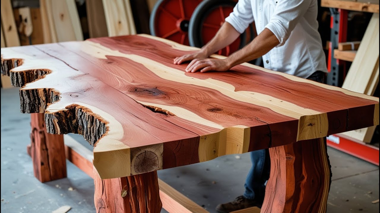 Wood carbonization technique: luxurious desks made from carbonized wood.