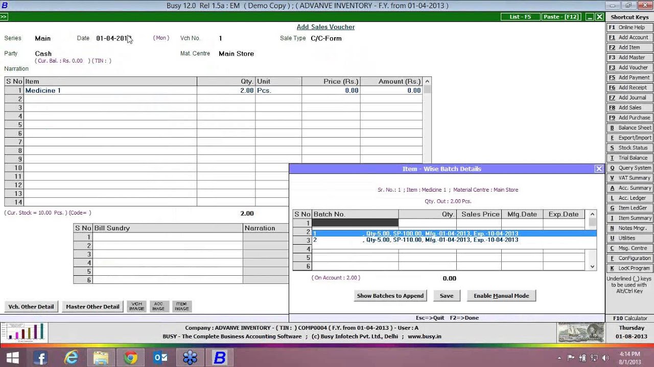 Learn how to Perform Advanced Inventory Operations in BUSY -  English
