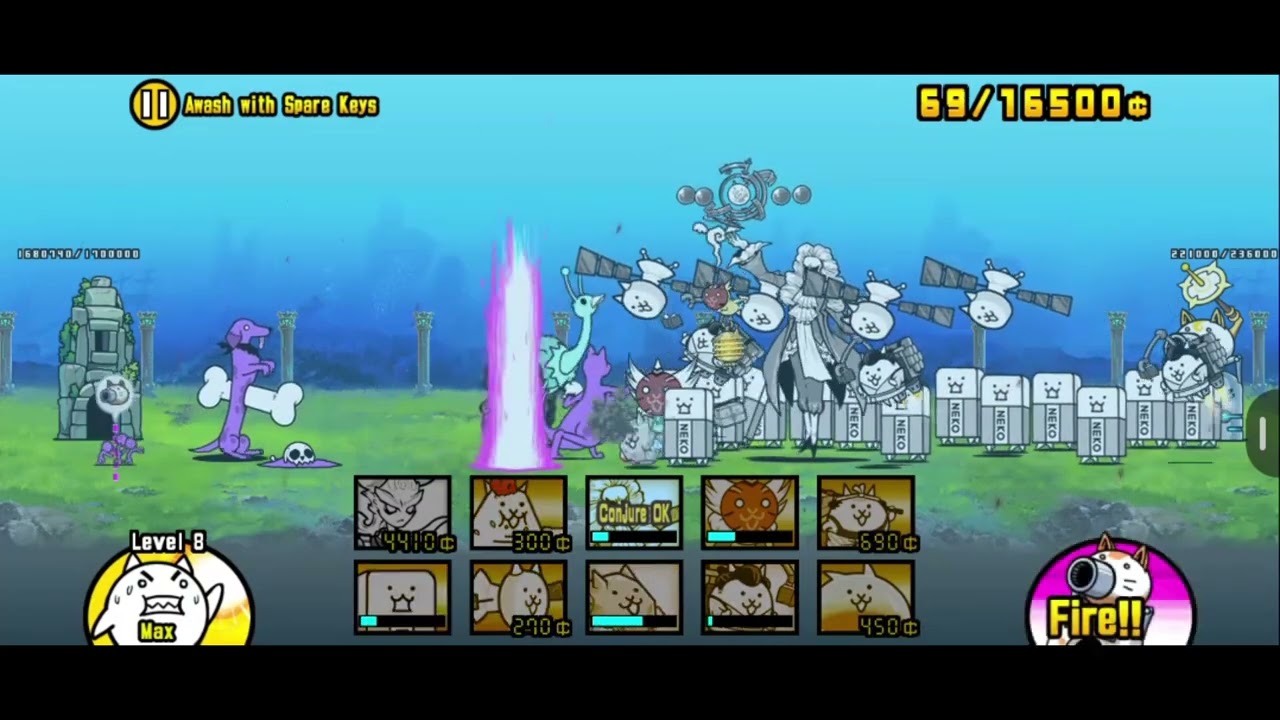 Battle Cats: Zero Legends 3-25-5 : Forgotten Republic (1 & 4 Crowns Stars ): Awash with Spare Keys