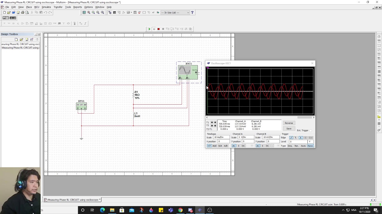 Measuring Phase in RL Circuit by using Multisim Software