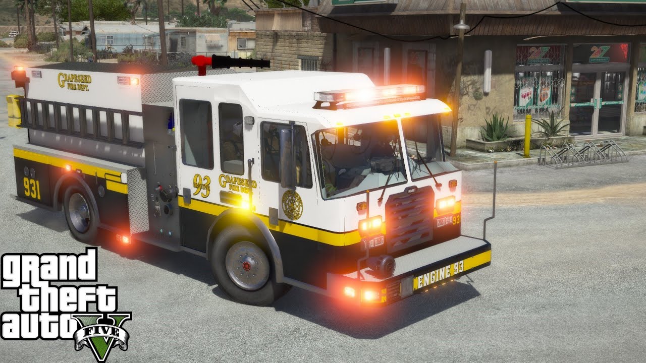 Мод GTA 5 Firefighter: новый двигатель KME для пожарной охраны Grapeseed, реагирующий на действую...