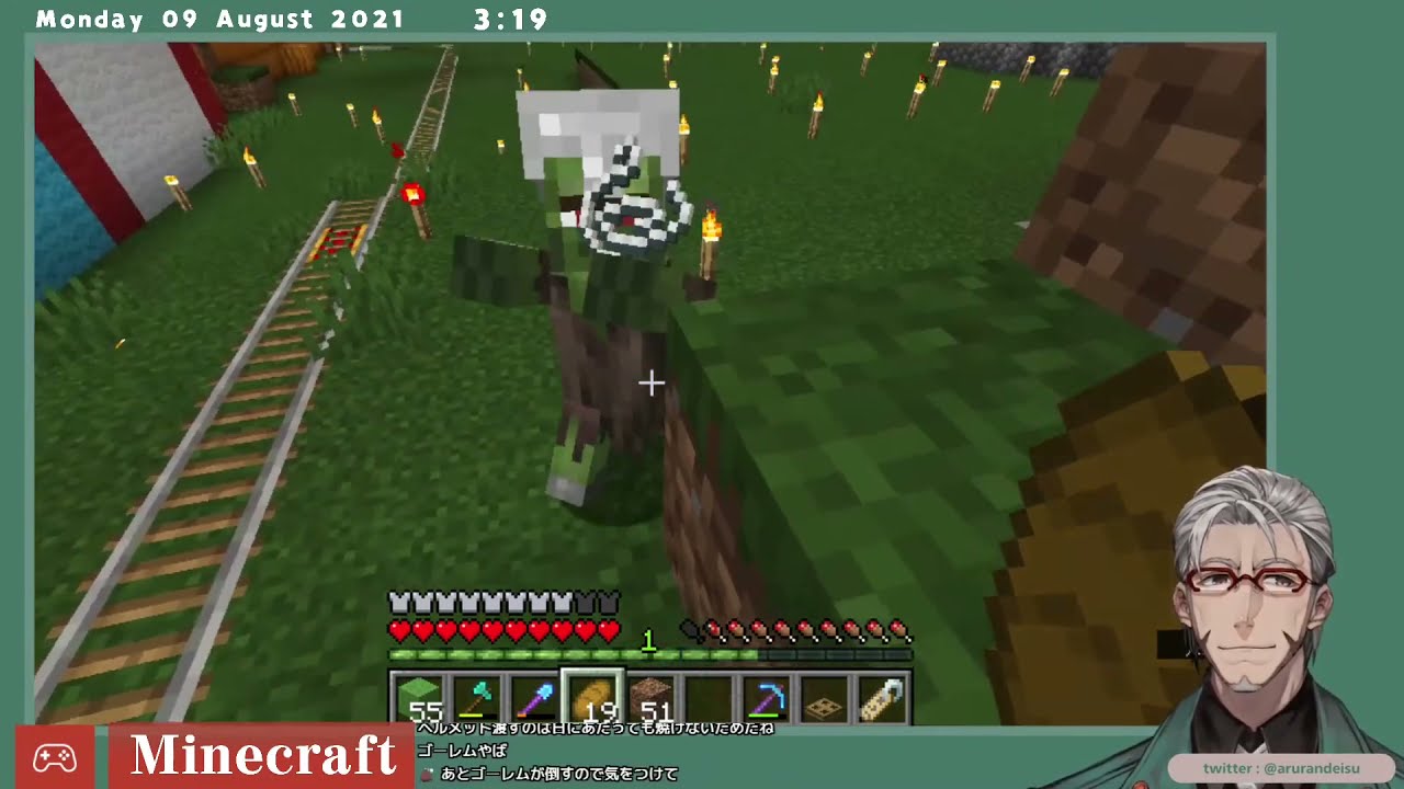 Aruran gets angry and hits an iron golem.  You know what happens next.  [Holostars/Eng Sub]