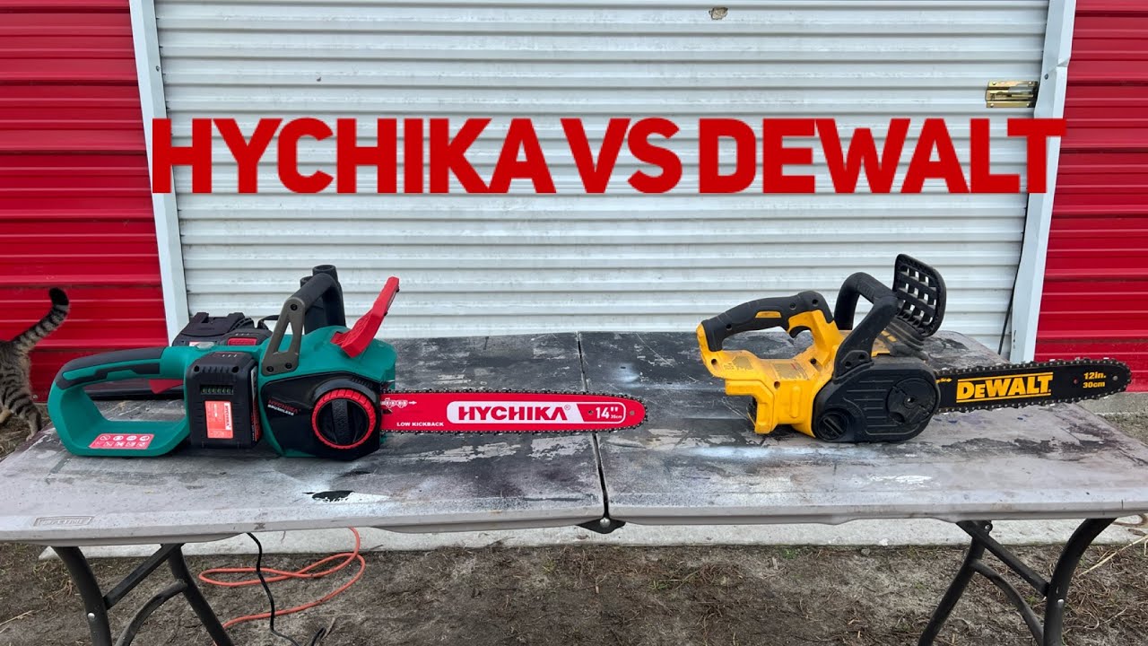 Hychika 40V battery chain saw vs Dewalt