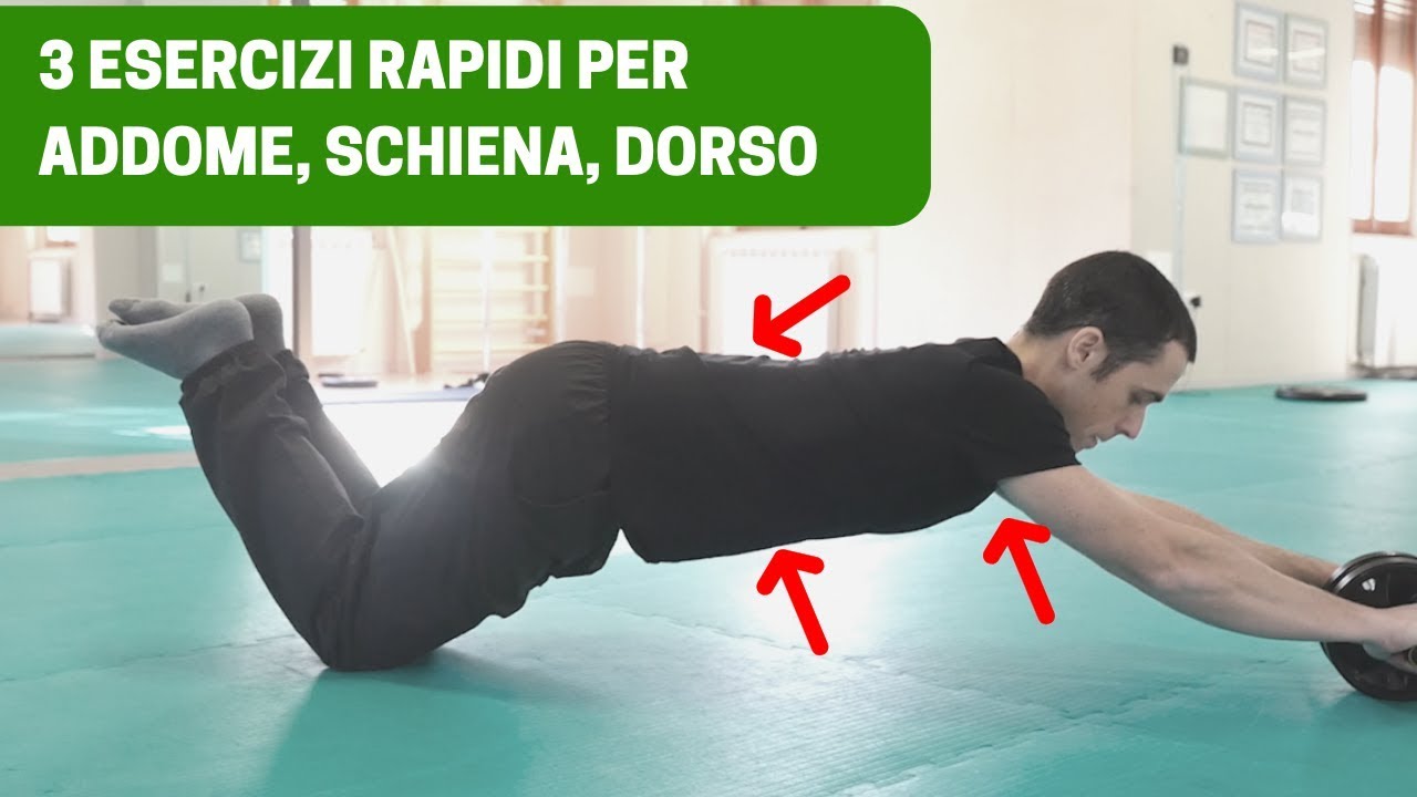 Poco TEMPO? Come rinforzare ADDOMINALI, DORSALI e SCHIENA con soli 3 esercizi SUPER COMPLETI