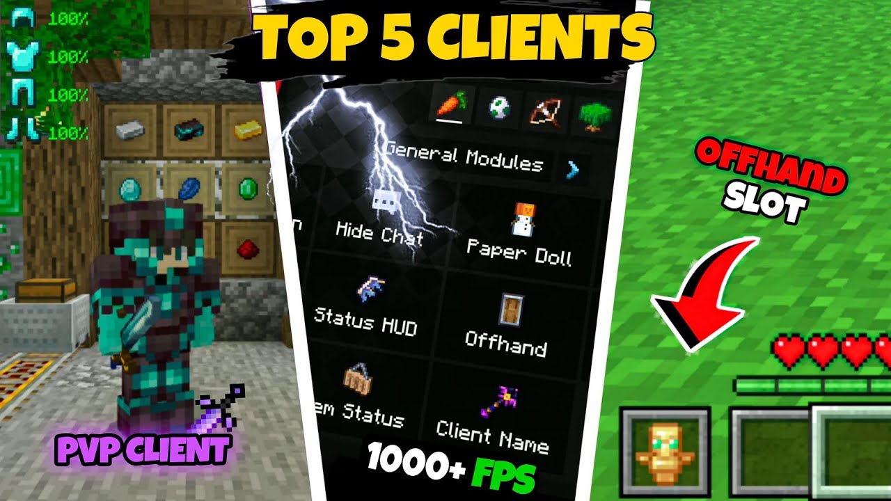 Top 5 Best PVP Clients For MCPE 1.21 | LAG FIX Clients for Minecraft Pe