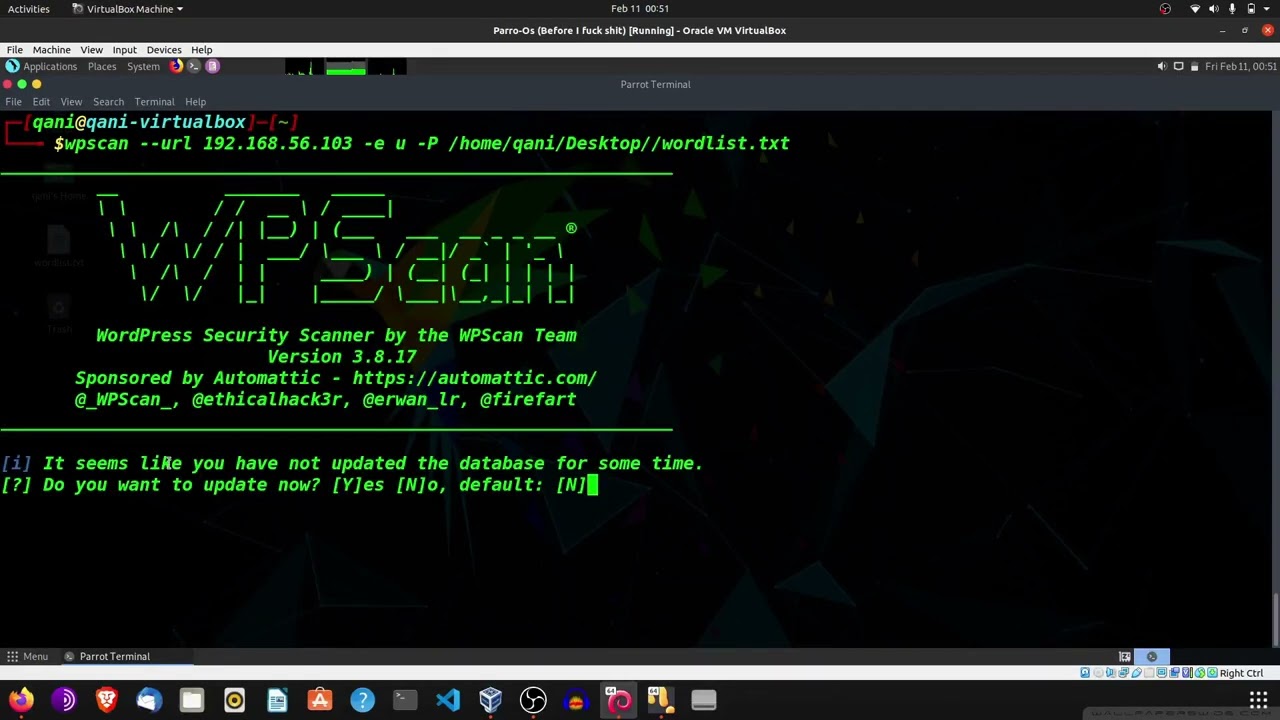 Wpscan WordPress vulnerability scanner