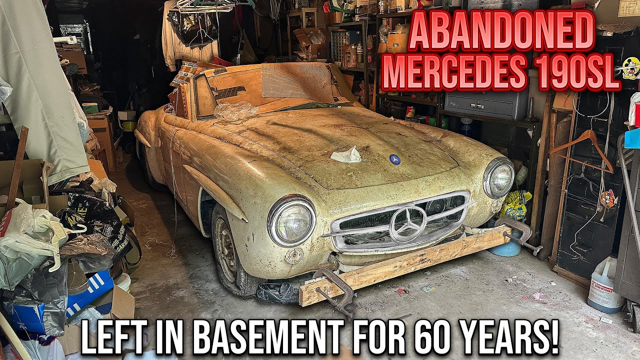 Первая мойка за 60 лет: брошенный в подвале Mercedes 190SL! | Реставрация детейлинга автомобилей