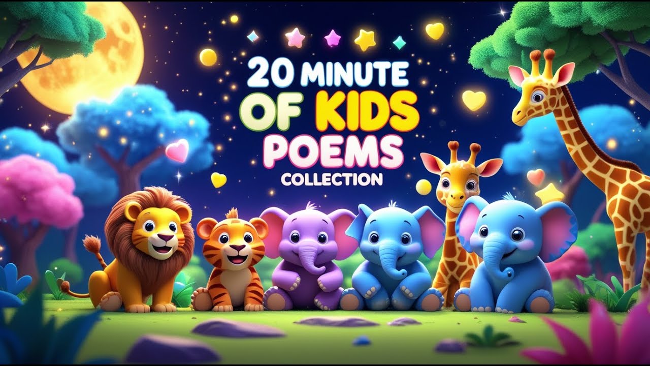 20-Minute Kids Poem Collection | Animal Poem, Jungle Rhymes, Twinkle Star, Shapes, Counting & More!