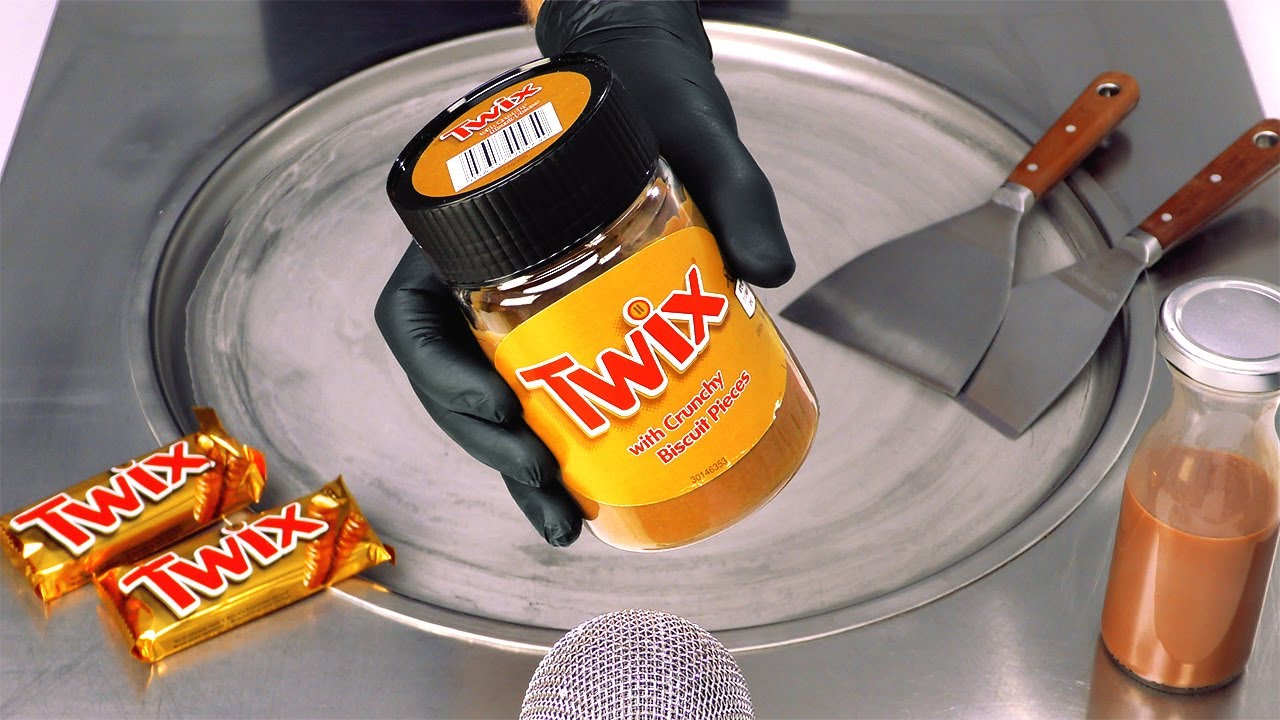 Twix Ice Cream Rolls - Twix Chocolate & Caramel Spread with crunchy Biscuit Pieces | sweet ASMR