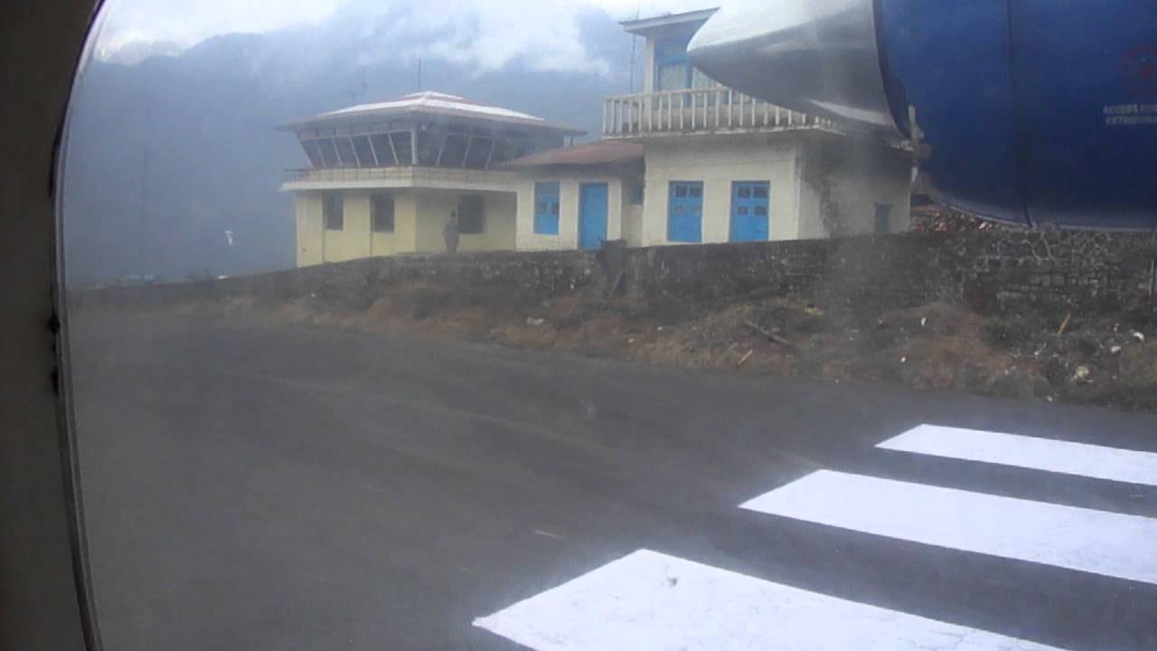 Taking off from Lukla airport to Kathmandu with Sita Air, Nepal