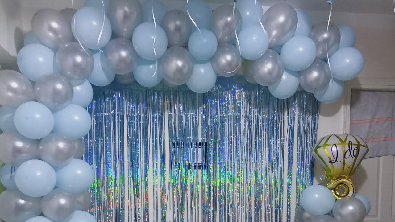 أسهل طريقة عمل كوشة خطوبة فالبيت بالبلالين والستارة وبدون استاند ب 100ج بس | وازاى اثبتها ف الحيطة😉💙