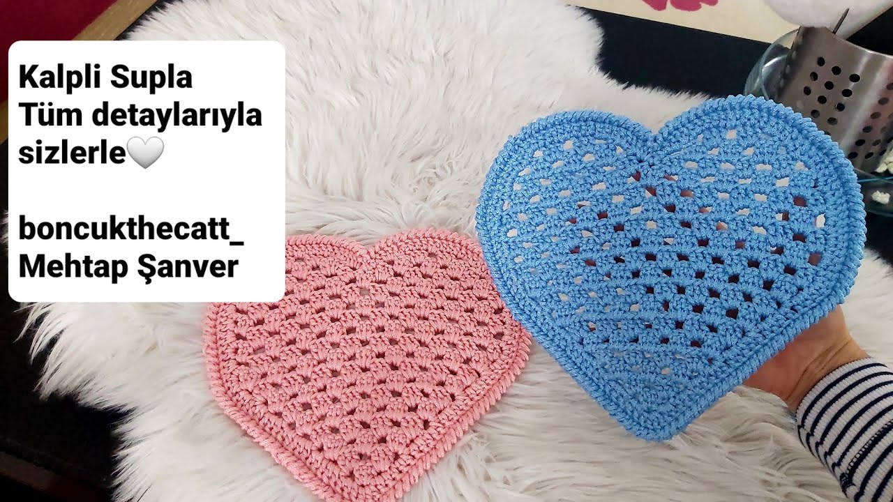 Kalpli Supla yapımı kolay anlatım #kalp #kalpliörgü #knitting #love #mavi #suplayapımı #supla #sunum