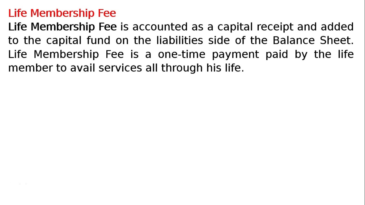 Life Membership Fee
