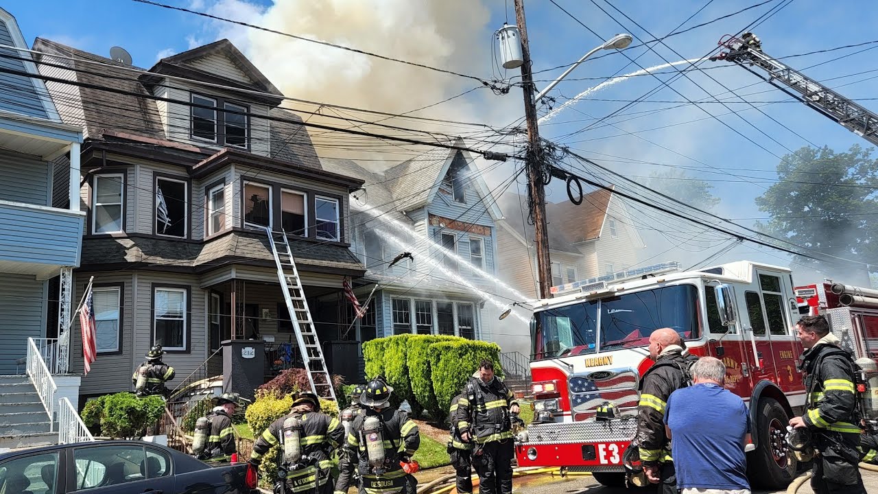 Kearny, NJ Fire Department Operating At A 5th Alarm On Laurel Ave