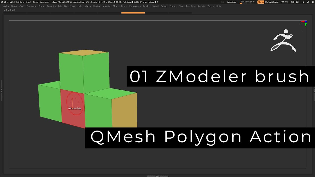 ZBrush &bull; 01 ZModeler &bull; QMesh Polygon Action