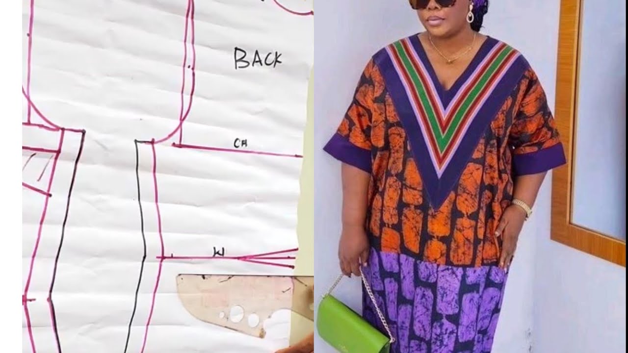 How to sew this stylish ashooke neckline on A-line gown, pattern drafting.part 1
