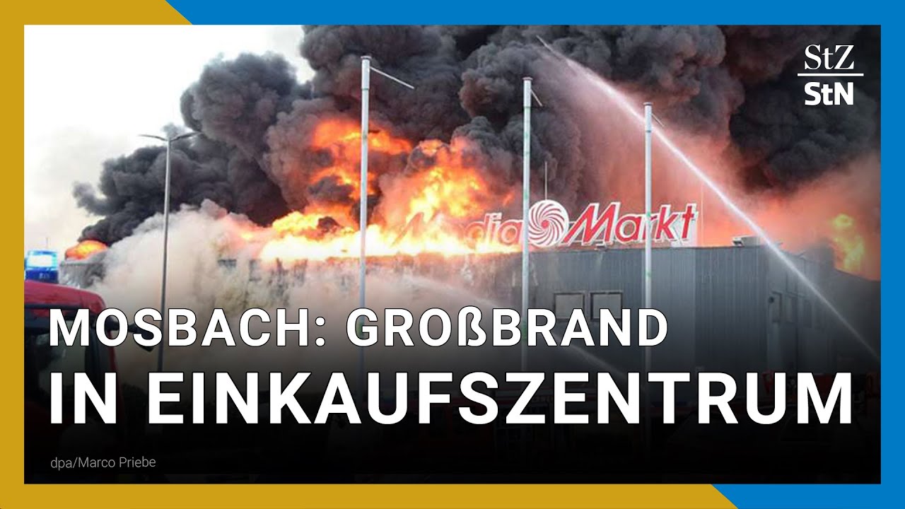 Feuerwehr nach Großbrand in Mosbacher Einkaufszentrum weiter im Einsatz