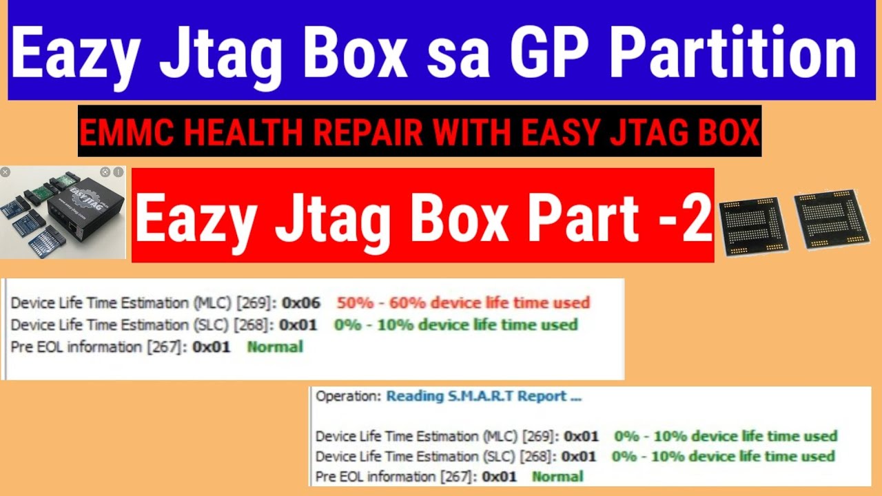 Easy jtag box sa Emmc health Repair kesa kare |  GP Partition | (SLC) (MLC) devices life time used