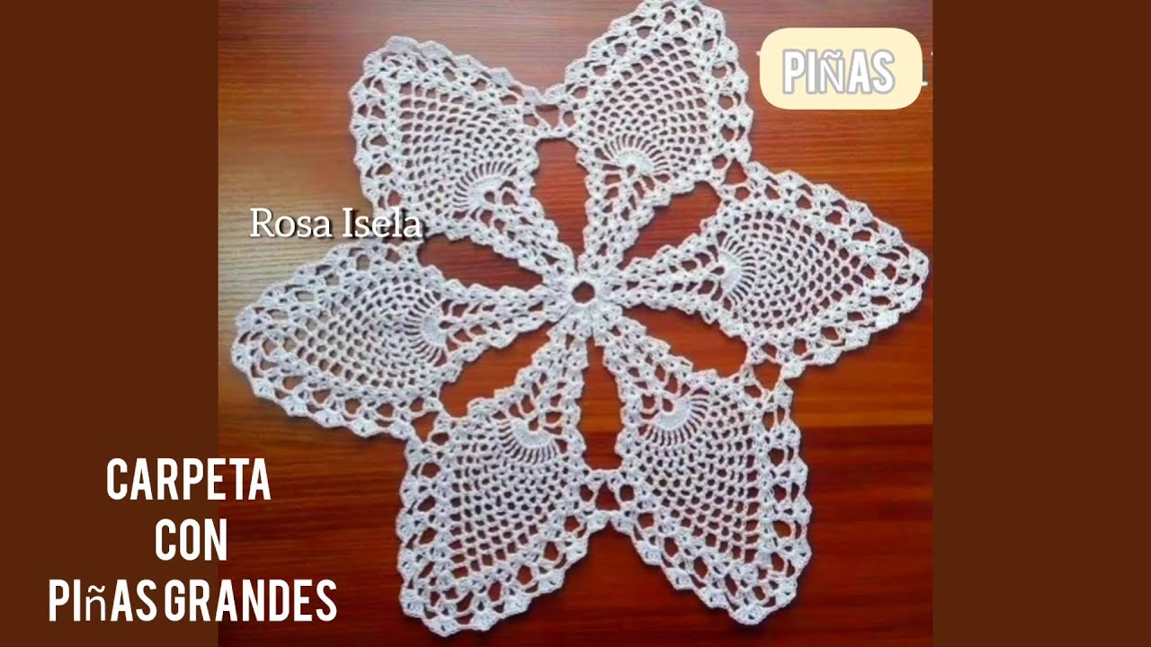 Carpeta Con Piñas Grandes Crochet #RosaIsela #carpetas #piñastejidas