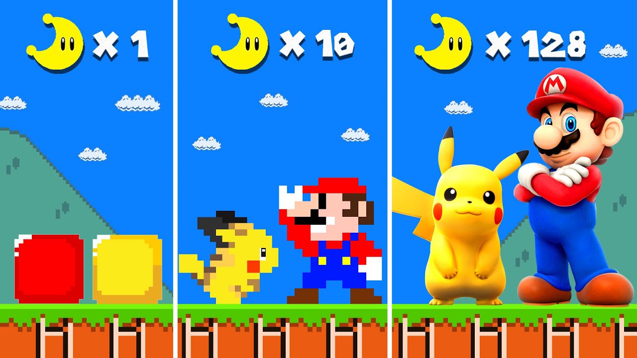 Mario vs Pikachu. but Moons = More REALISTIC... | Game Animation