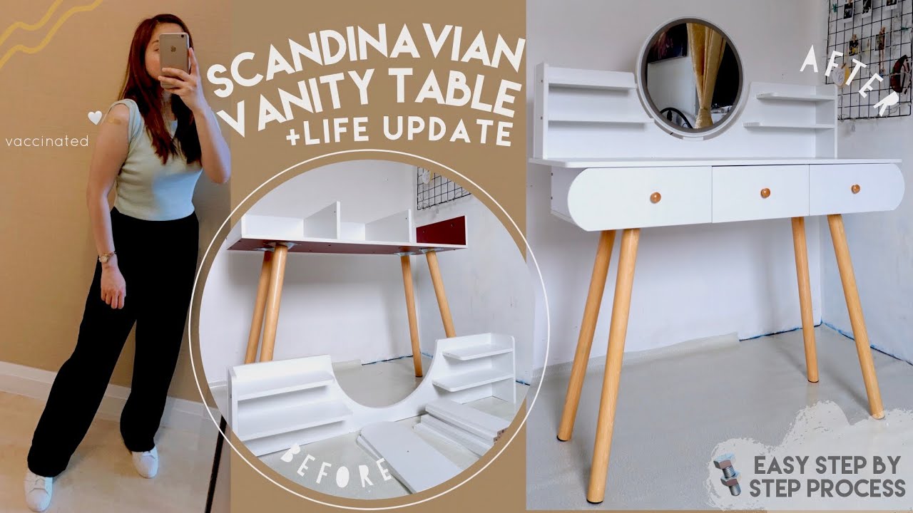HOW TO ASSEMBLE SCANDINAVIAN VANITY TABLE (STEP BY STEP PROCESS) + LIFE UPDATE | Kayla Mendoza