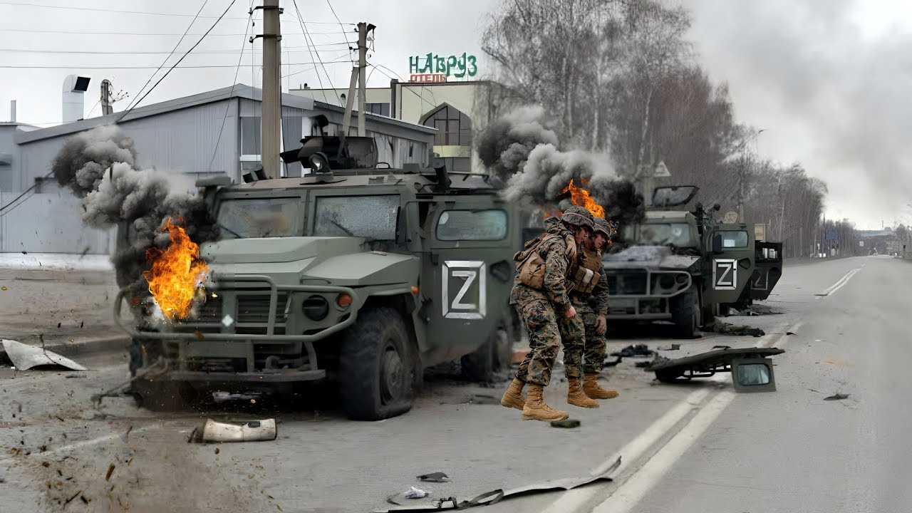 incredible video, just arrived in Ukraine, a Russian combat car attacked by a black devil tank