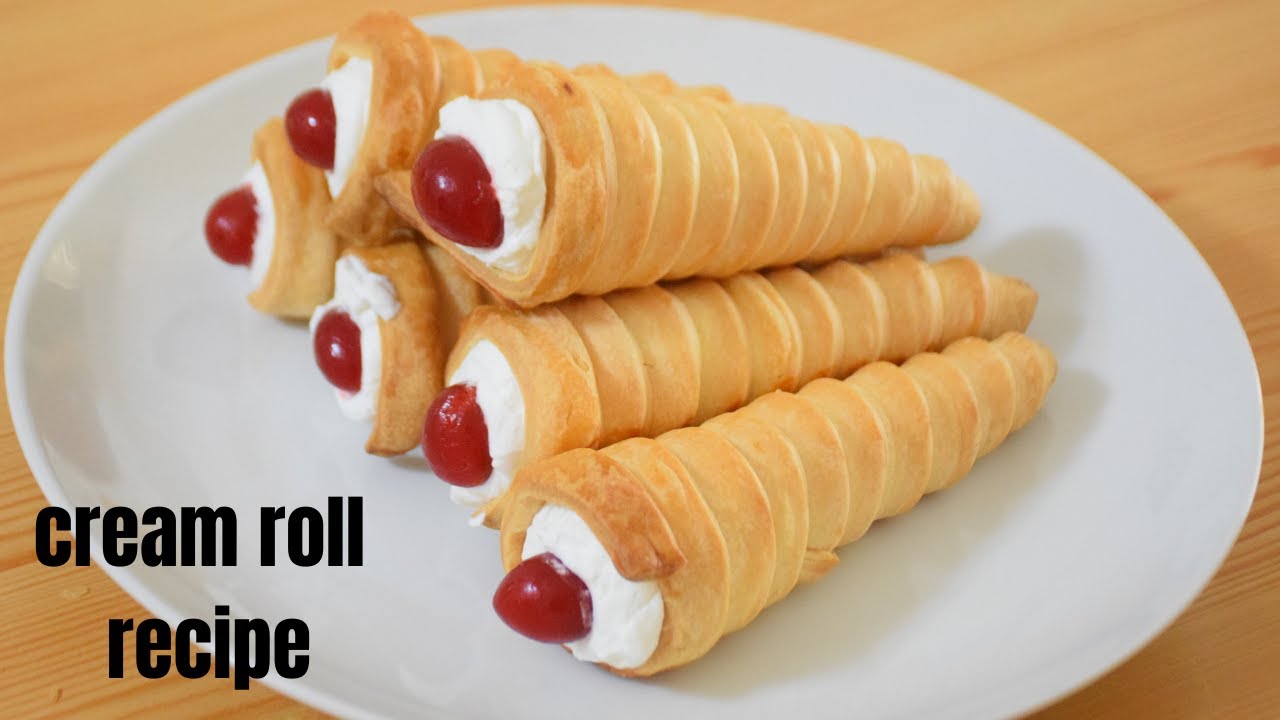 Cream Roll Recipe | Eggless Cream Roll Recipe | Cream Horns