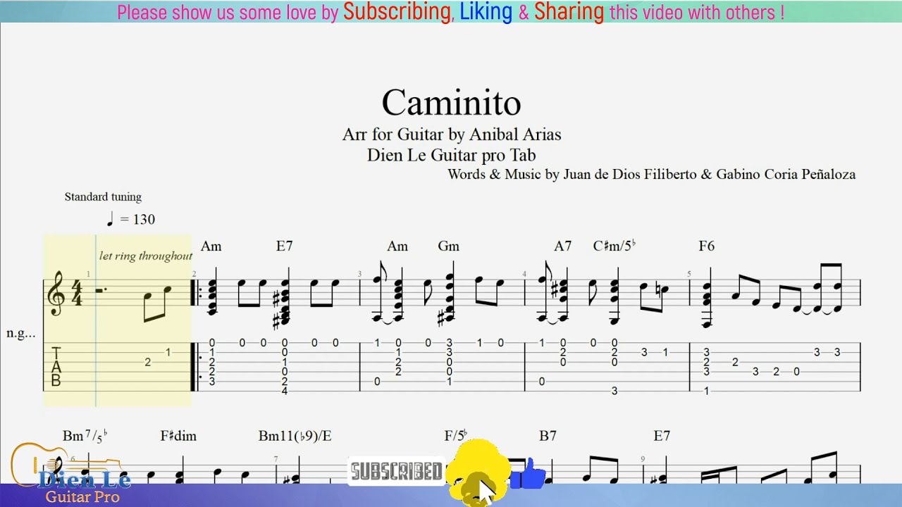 For Classical Guitar with TABs - Caminito (Tango Guitar)